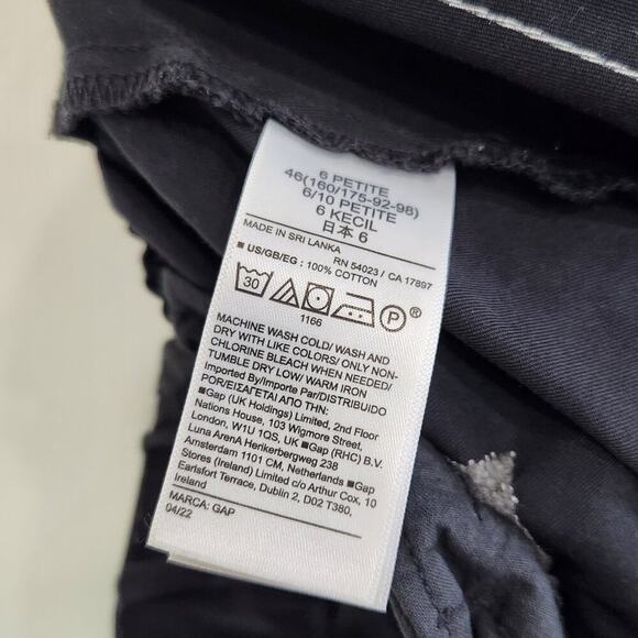 Gap Cotton High Rise Pleated Cargo Pants Trouser Black Size 6 Short Petite - Picture 8 of 12